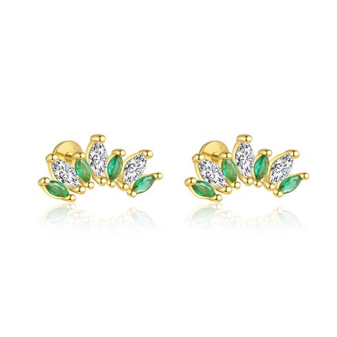 ESSENTIAL 3 galvanization layers 925 Silver Green Zircon Minimalist Earrings