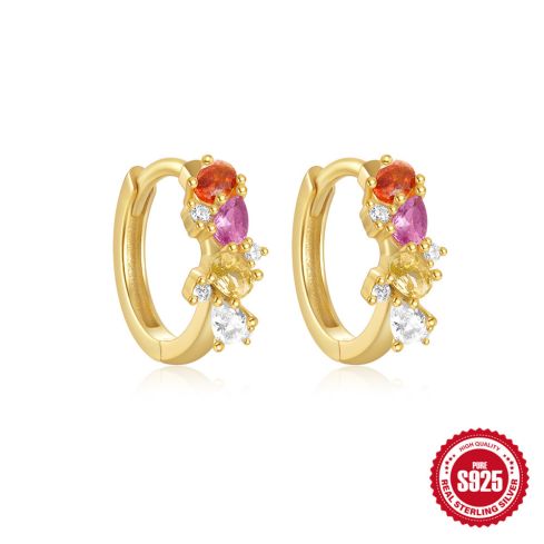 ESSENTIAL 3 galvanization layers 925 Silver Zircon Minimalist Earrings 1.73g 9x4.5mm