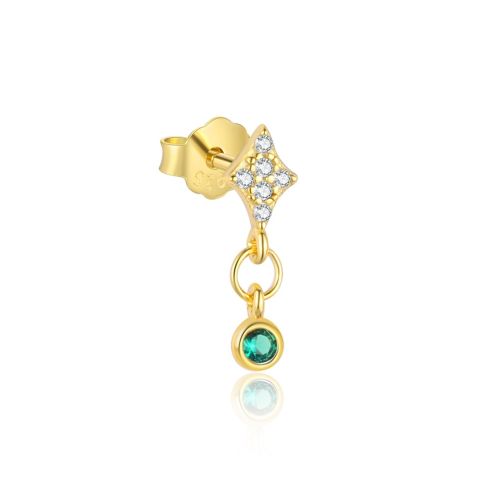 ESSENTIAL Gold Plating 925 Silver Green Zircon Minimalist Earrings