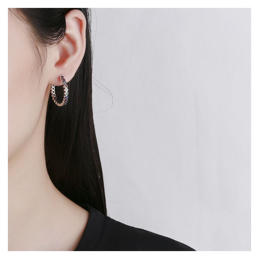 BOHEMIAN 3 galvanization layers 925 Silver Zircon Balinese Earrings