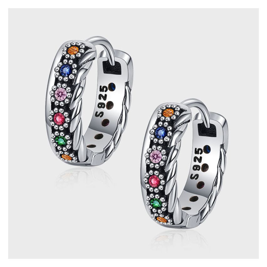 BOHEMIAN 3 galvanization layers 925 Silver Zircon Balinese Earrings