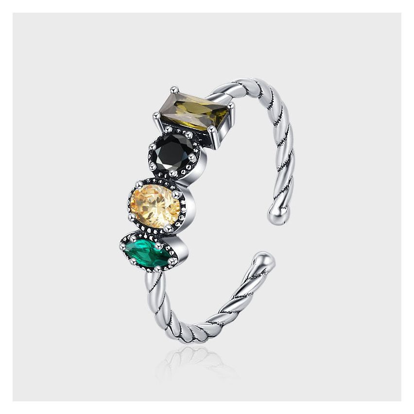 BOHEMIAN 3 galvanization layers 925 Silver Zircon Balinese Rings