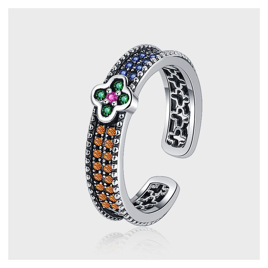 BOHEMIAN 3 galvanization layers 925 Silver Zircon Balinese Rings