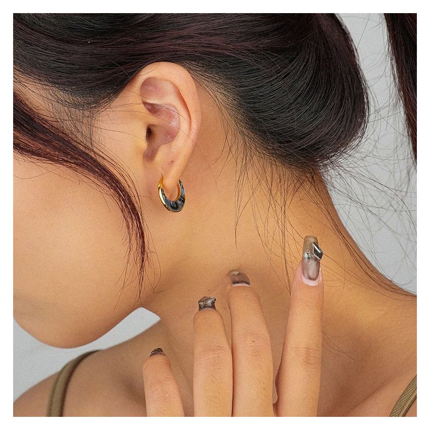 ESSENTIAL 925 Silver Abalone Shell Smooth Earrings