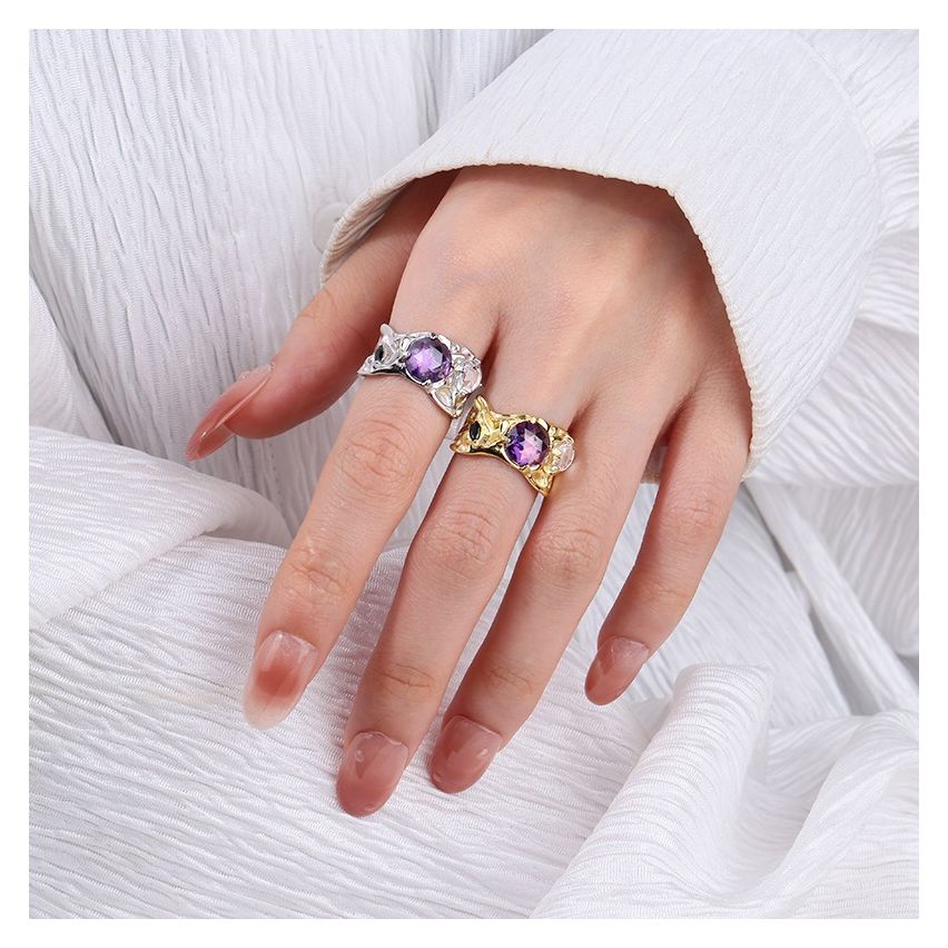ESSENTIAL 925 Silver Zircon Texture Rings