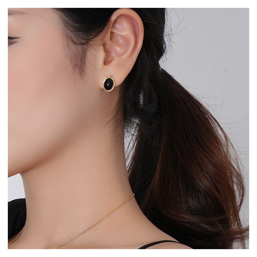 ESSENTIAL 925 Silver Agate Smooth Earrings