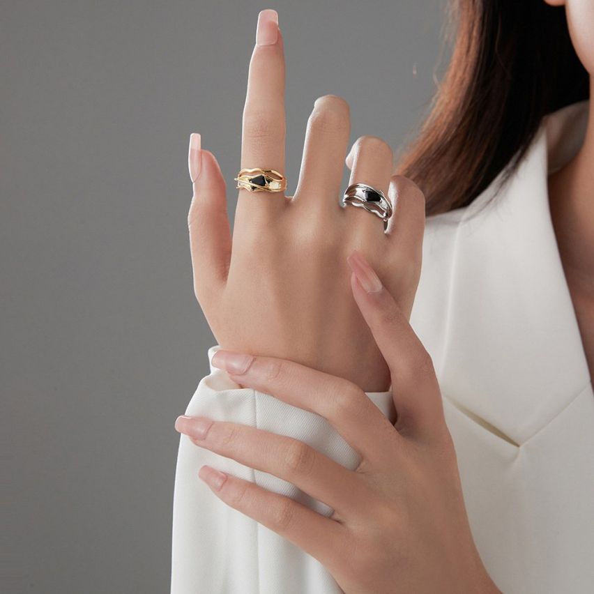 925 Silver Zircon Texture Rings 