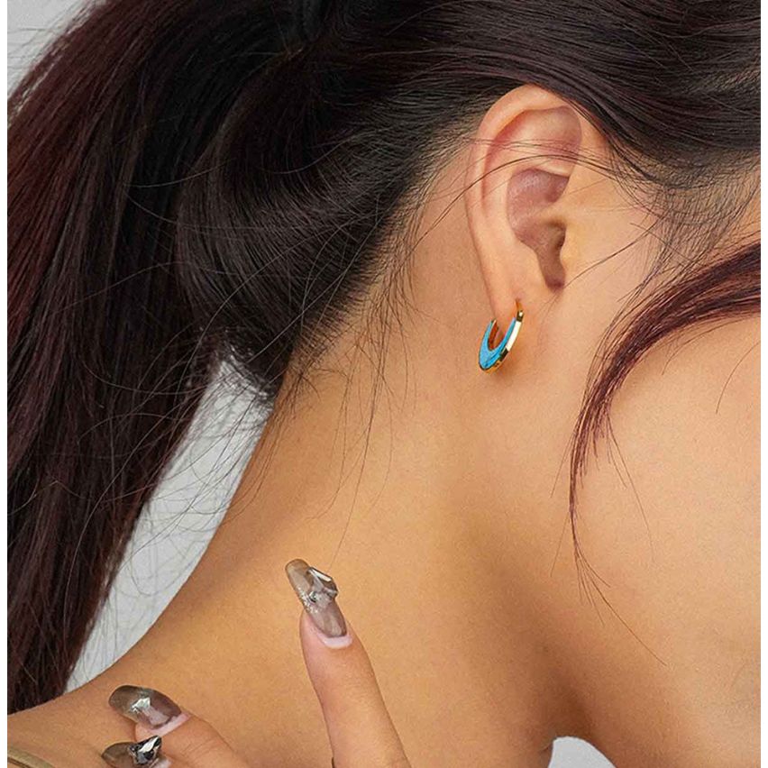 ESSENTIAL 925 Silver Turquoise Smooth Earrings