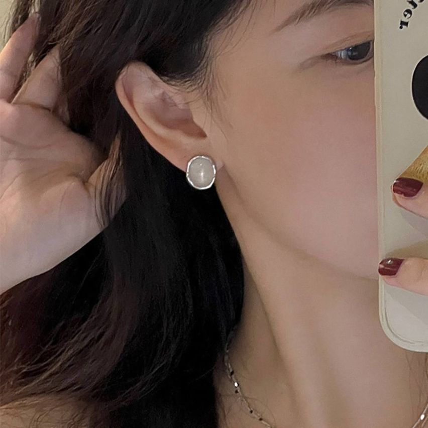 ESSENTIAL 925 Silver Agate Smooth Earrings