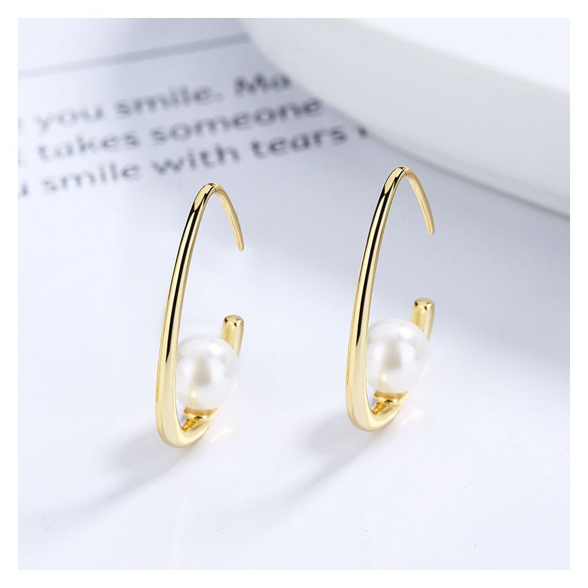 ESSENTIAL Gold Plating 925 Silver Mother of Pearl Pearls Earrings