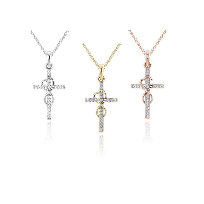 ESSENTIAL 925 Silver Zircon Cross Pendants