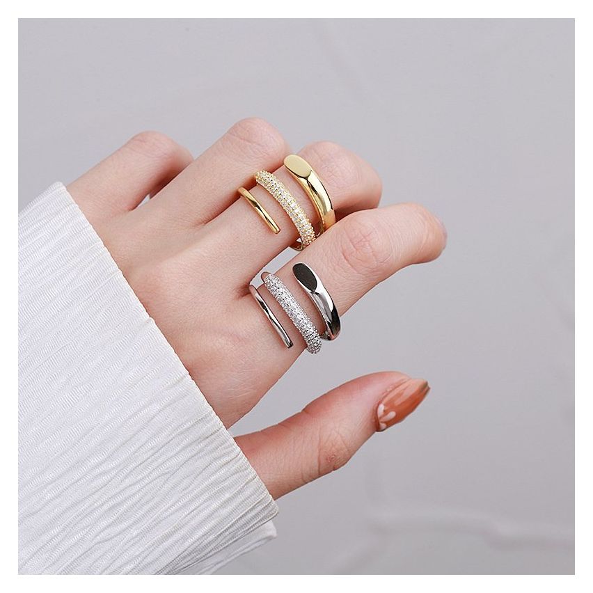 CLASSIC 925 Silver Zircon Geometric Rings