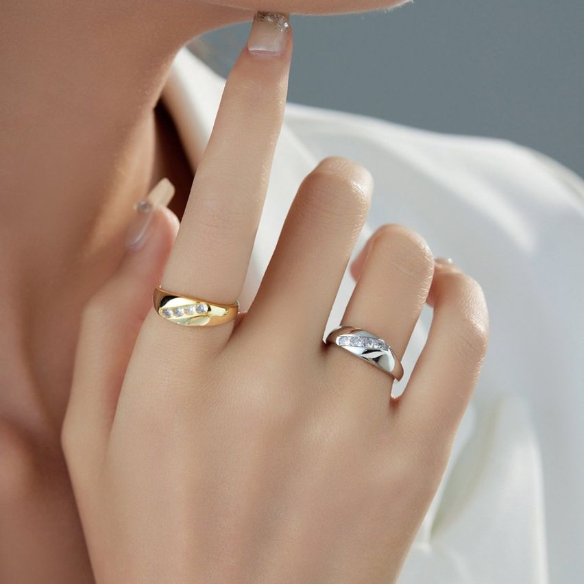 CLASSIC 925 Silver Zircon Geometric Rings