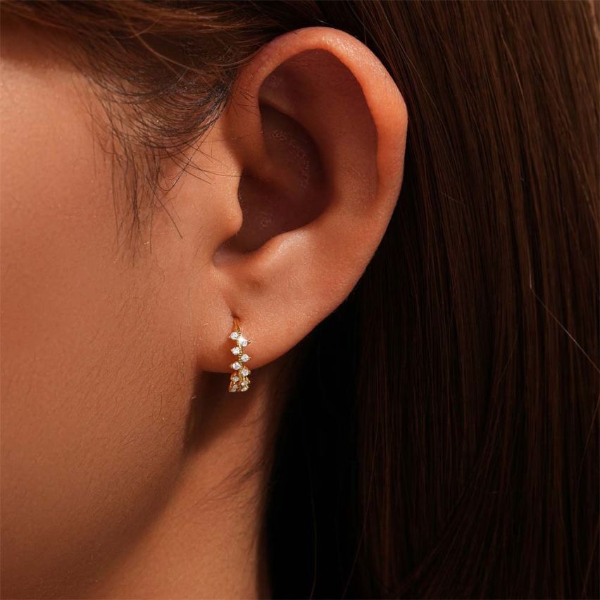925 Silver Zircon Hoop Earrings 