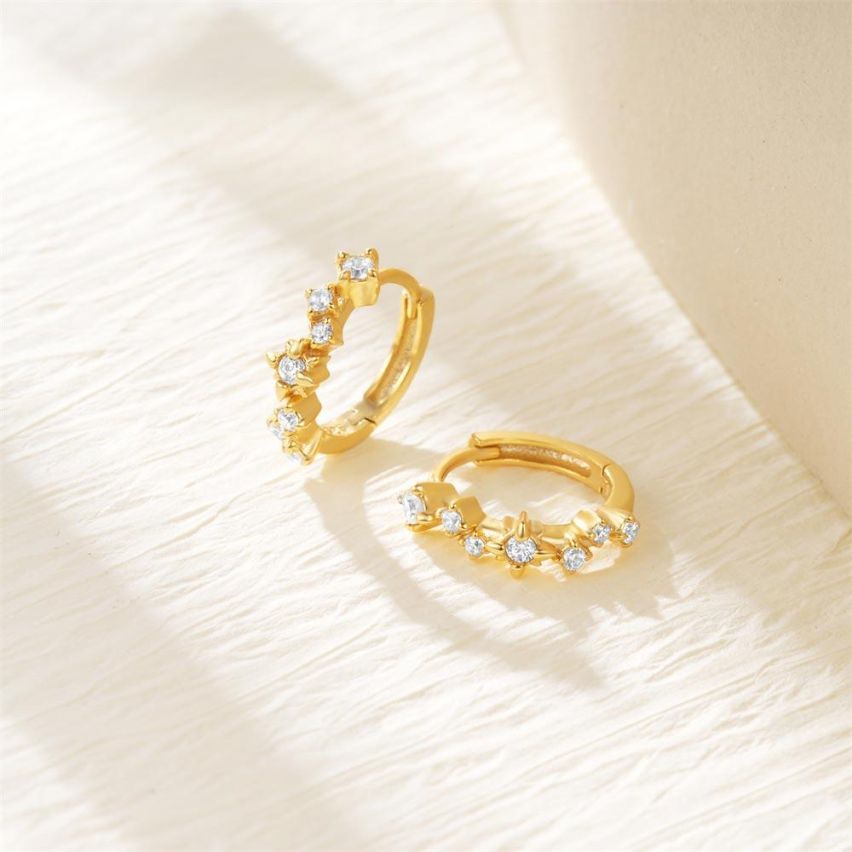 925 Silver Zircon Hoop Earrings 