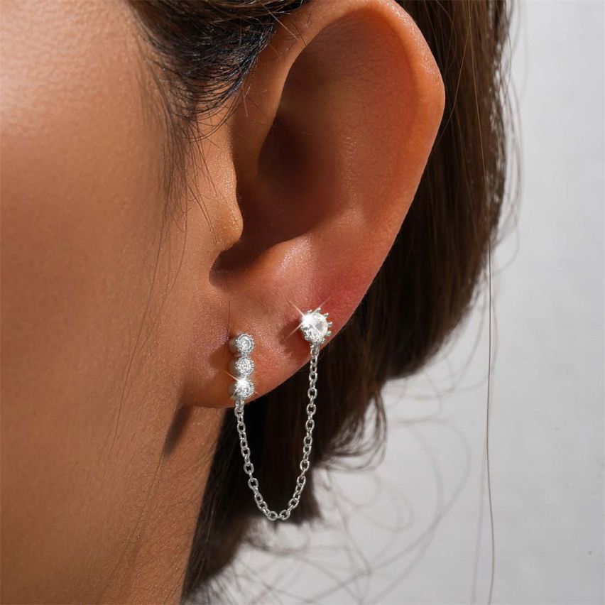 925 Silver Zircon Minimalist Earrings 