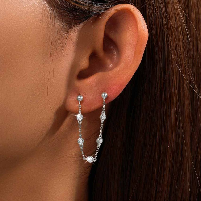 925 Silver Zircon Minimalist Earrings 