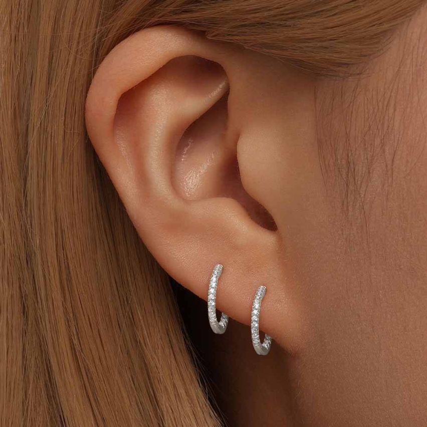 925 Silver Zircon Minimalist Earrings 6.34g 25x25mm - 4mm