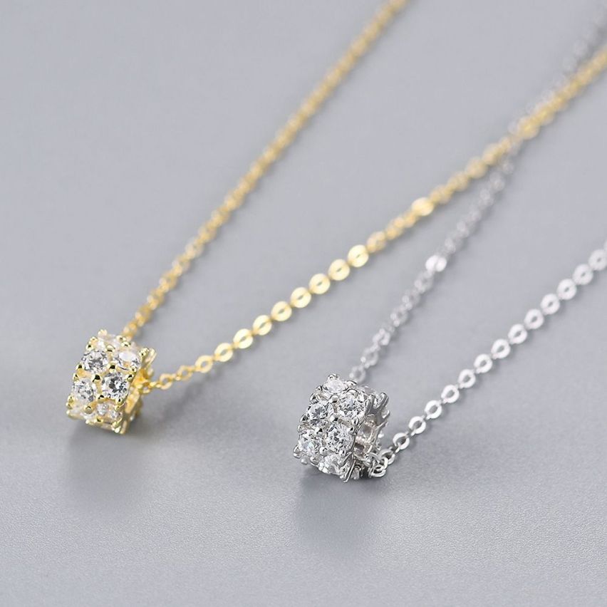 ESSENTIAL Rose gold Plating 925 Silver Zircon Minimalist Pendants