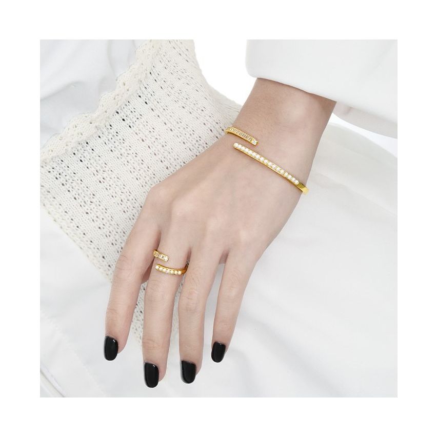 925 Silver Zircon Smooth Bangles 