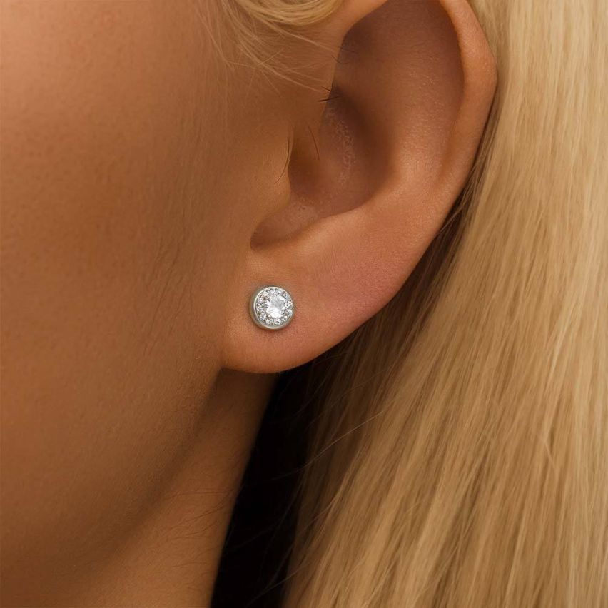 925 Silver Zircon Stud Earrings 
