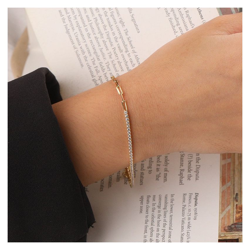 CLASSIC Gold Plating 925 Silver Zircon Tennis Bracelets 