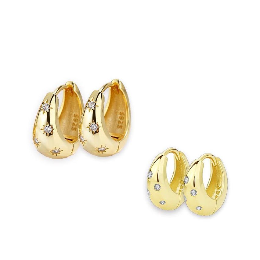 ESSENTIAL 925 Silver Zircon Hoop Earrings