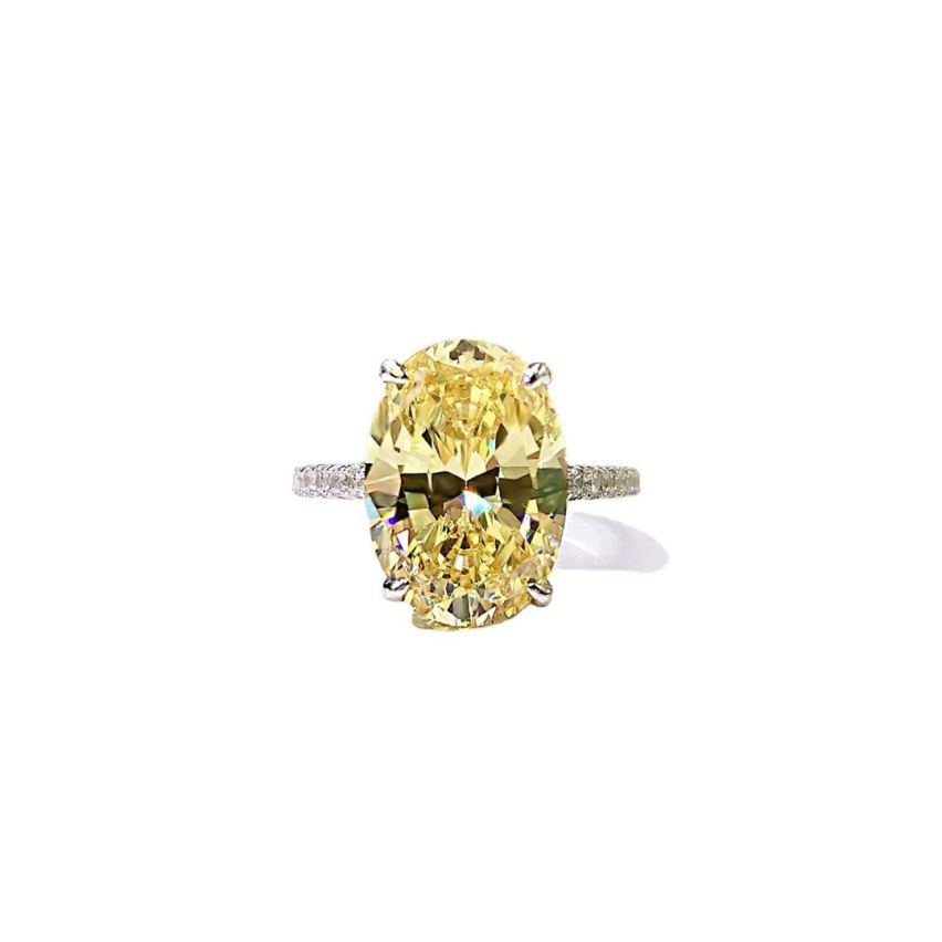 925 Silver Rhodium Plating Yellow Zircon Rings EU50 - ES10 - US5,00