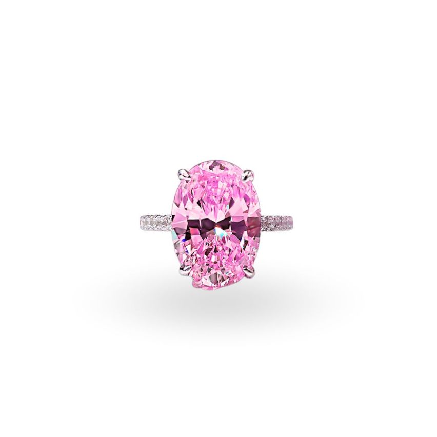 925 Silver Rhodium Plating Pink Zircon Rings EU50 - ES10 - US5,00