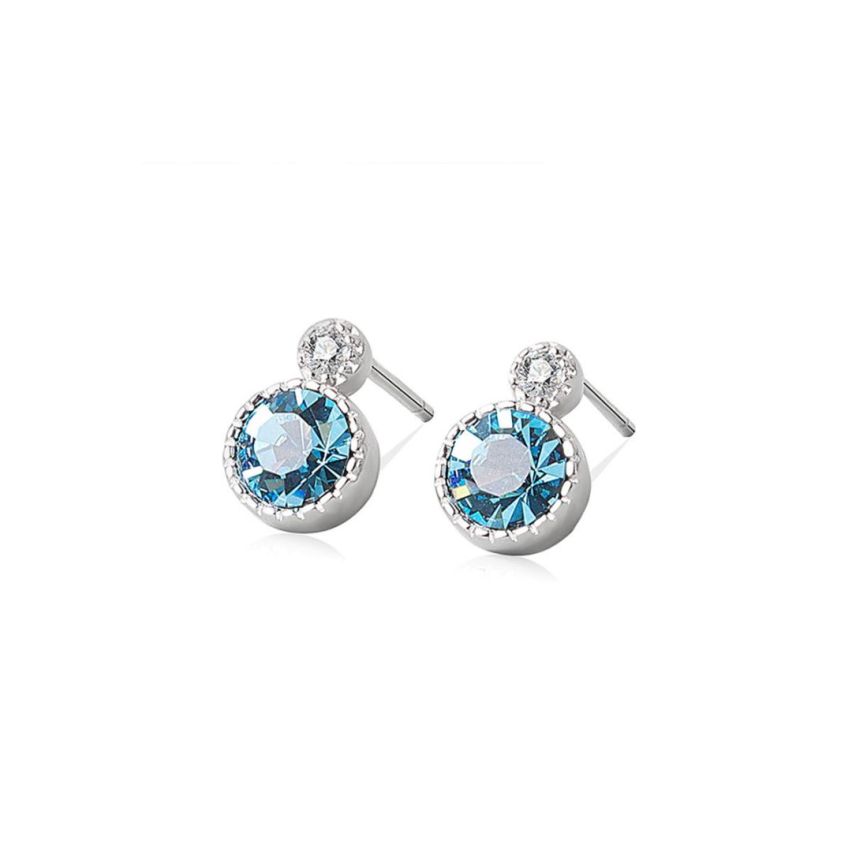 925 Silver Rhodium Plating Lake blue Zircon Earrings 1.74g