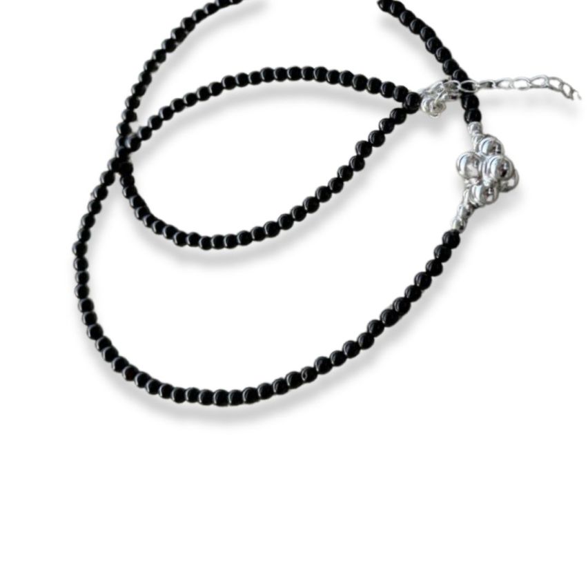 925 Silver Rhodium Plating Black Beads Pendants 8.4g