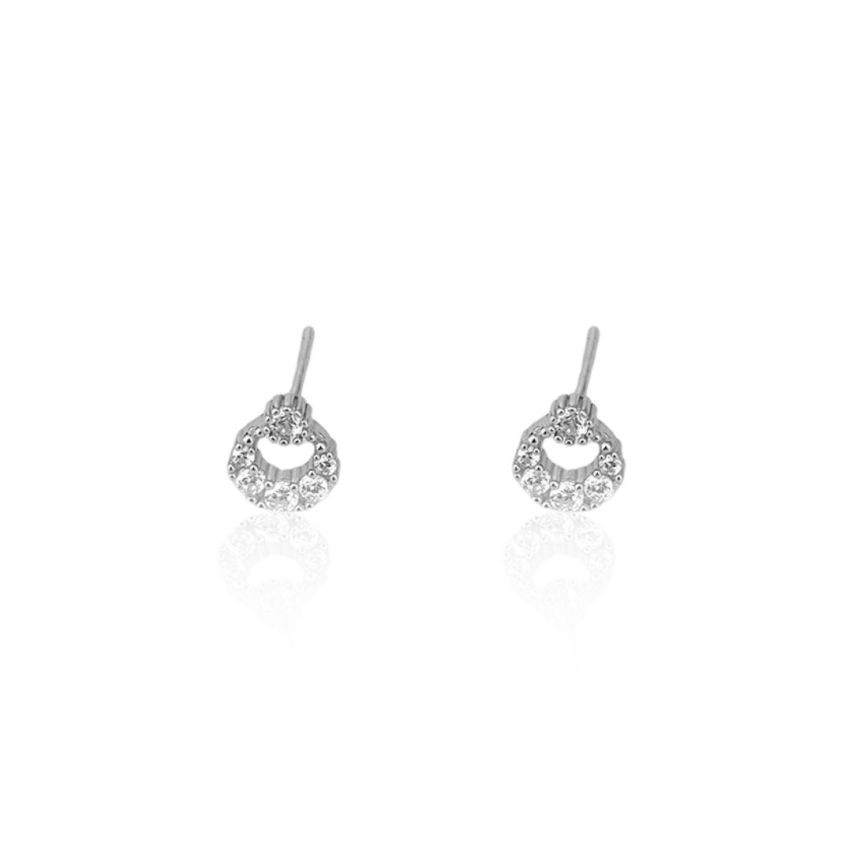 999 Silver Rhodium Plating Zircon Stud Earrings 0.84g 7.30x6.53mm