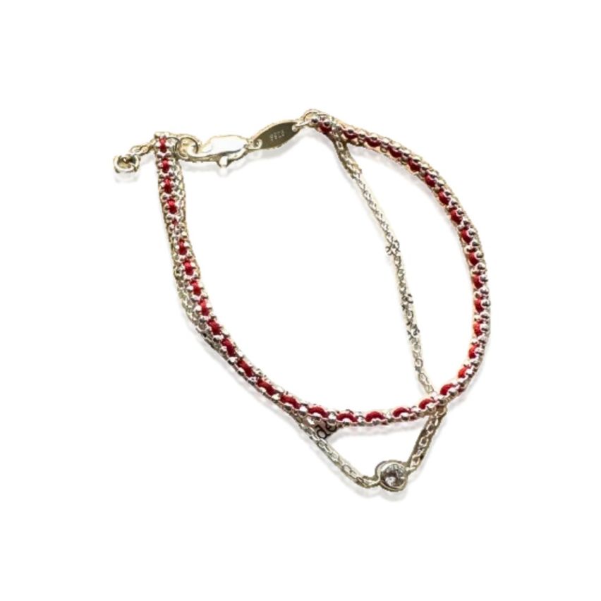 925 Silver Rhodium Plating Red Zircon Beads Bracelets 3.1g