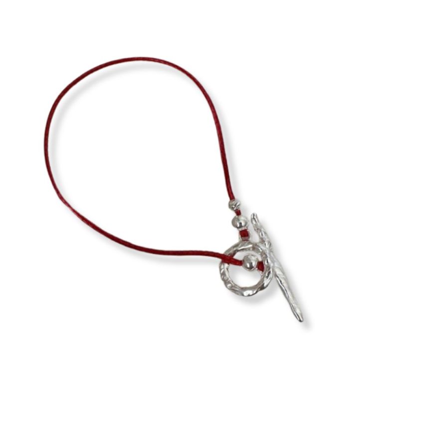 925 Silver Rhodium Plating Red Texture Bracelets 2.6g