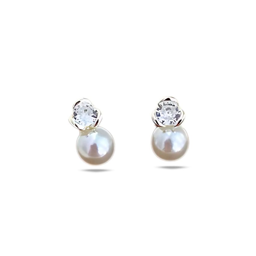 925 Silver Rhodium Plating Pearls Earrings 8.63x4.77mm