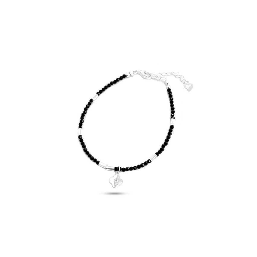 925 Silver Rhodium Plating Black Beads Bracelets 3.2g