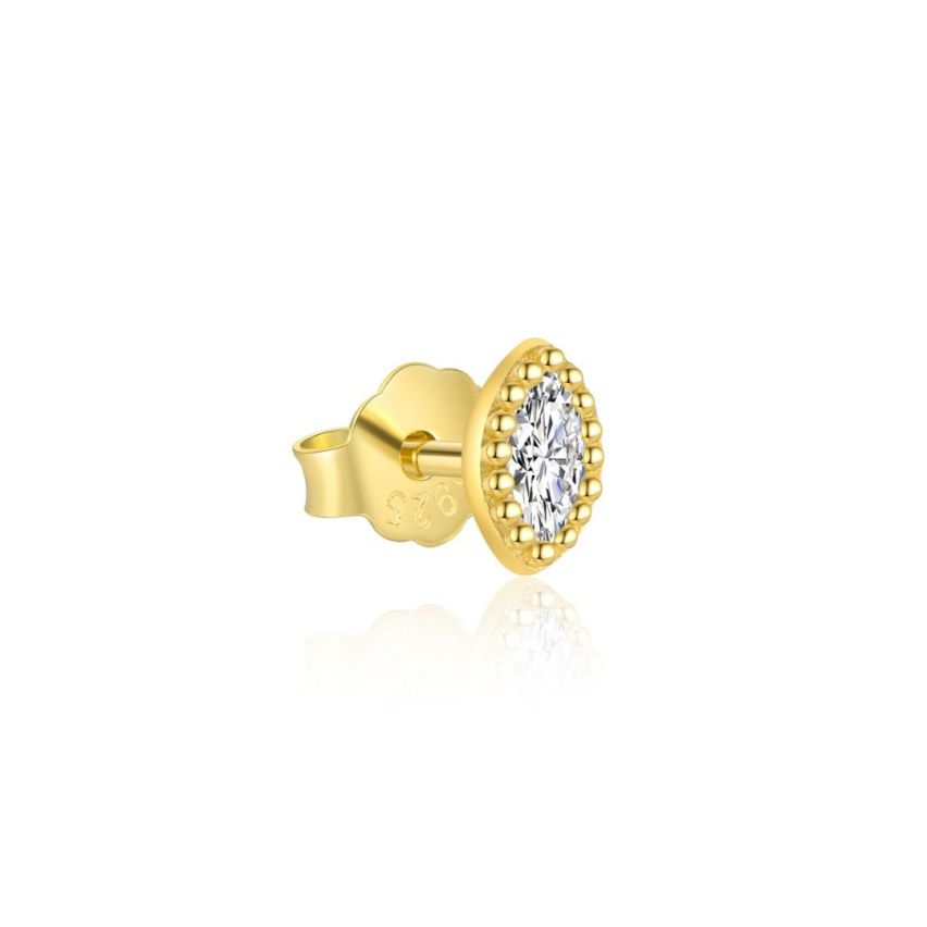 925 Silver Gold Plating Zircon Minimalist Earrings 0.23g