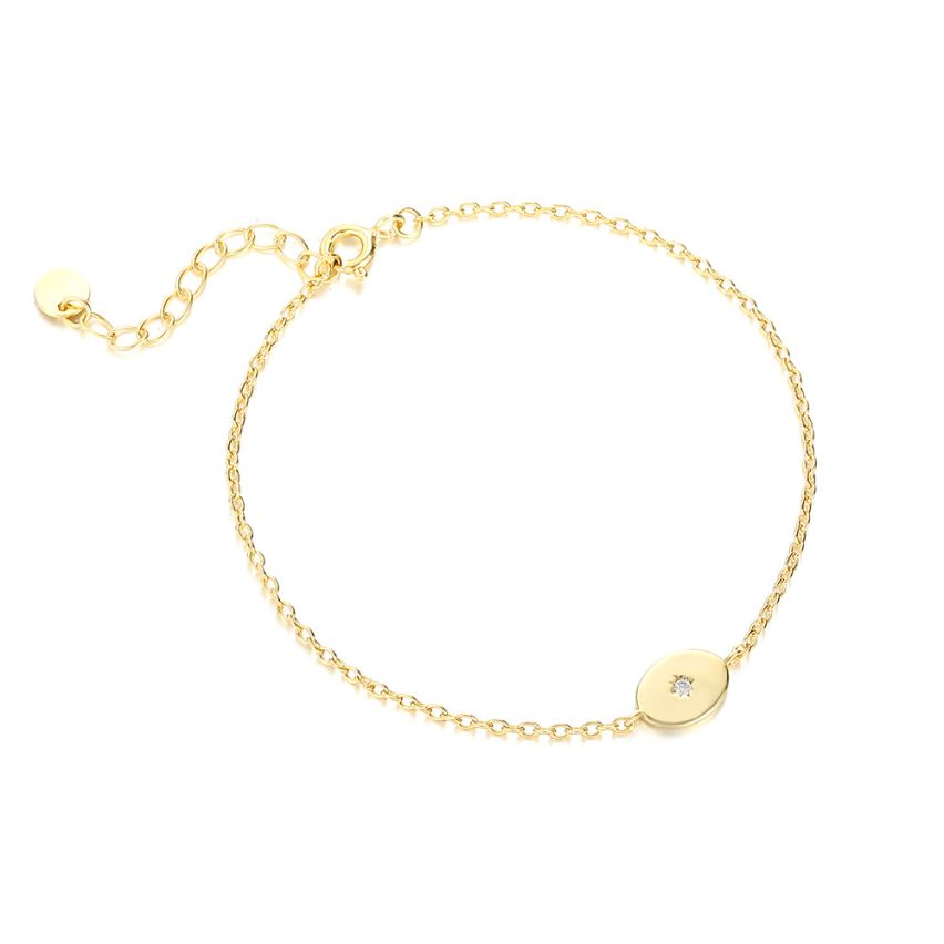 925 Silver Gold Plating Zircon Minimalist Bracelets 1.65g