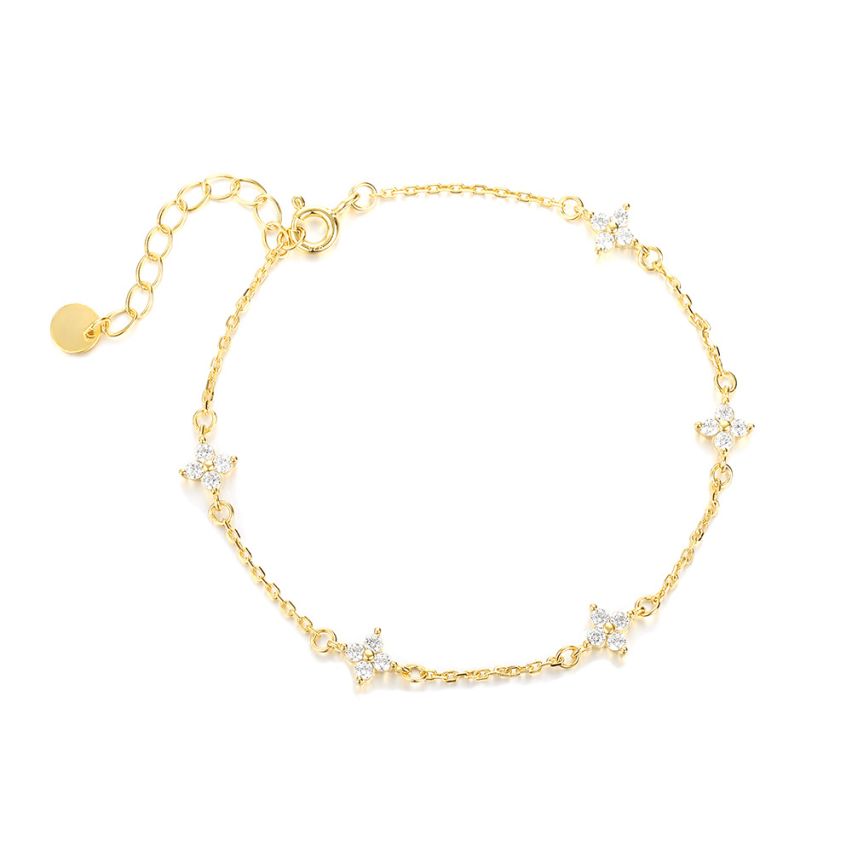 925 Silver Gold Plating Zircon Minimalist Bracelets 1.15g