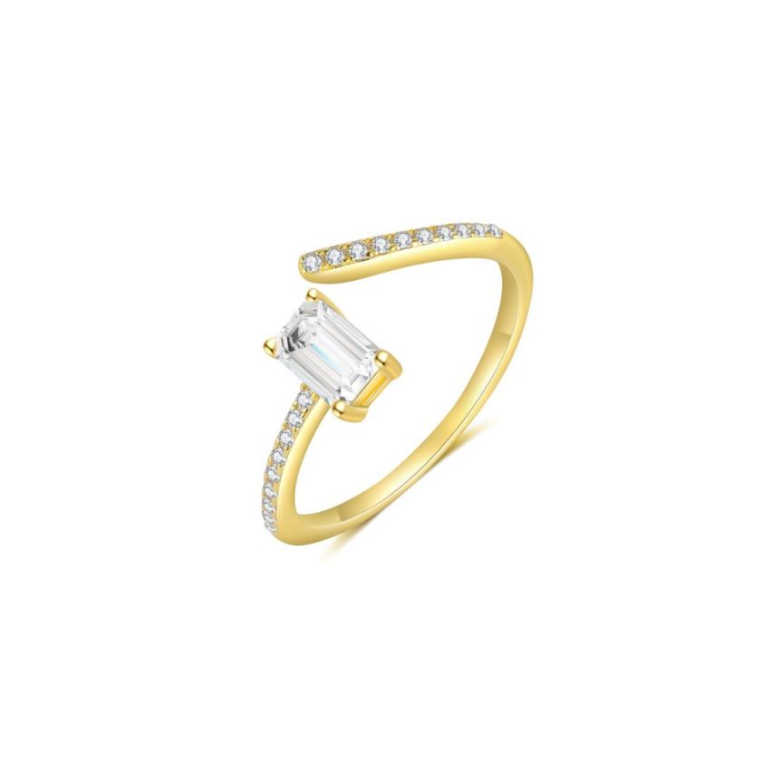 925 Silver Gold Plating Zircon Minimalist Rings 1.1g