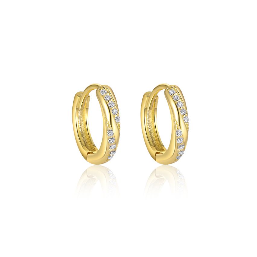 925 Silver Gold Plating Zircon Minimalist Earrings 1.34g