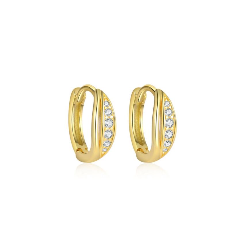 925 Silver Gold Plating Zircon Minimalist Earrings 1.5g
