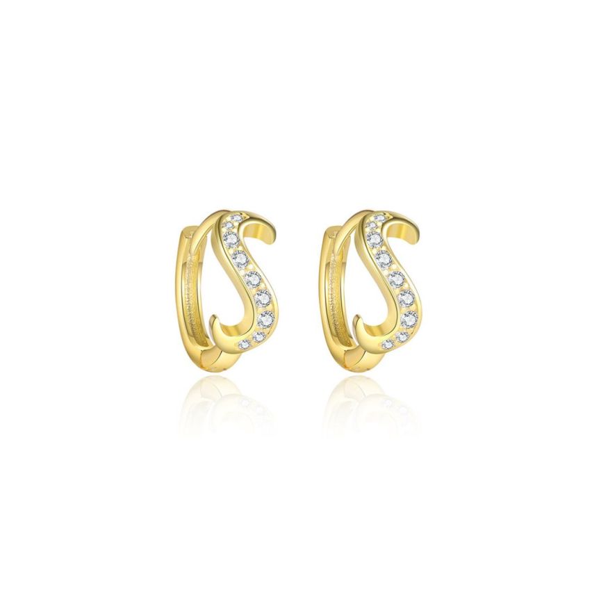 925 Silver Gold Plating Zircon Minimalist Earrings 1.5g