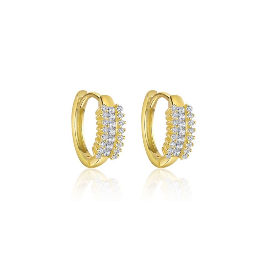 925 Silver Gold Plating Zircon Minimalist Earrings 1.5g