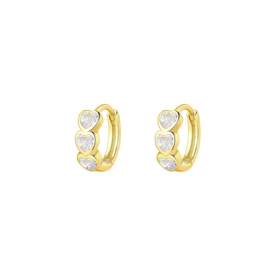 925 Silver Gold Plating White Zircon Minimalist Earrings 1.82g