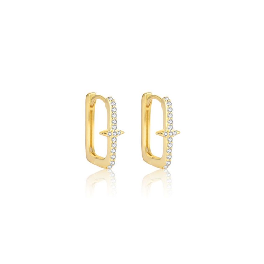 925 Silver Gold Plating Zircon Minimalist Earrings 1.44g