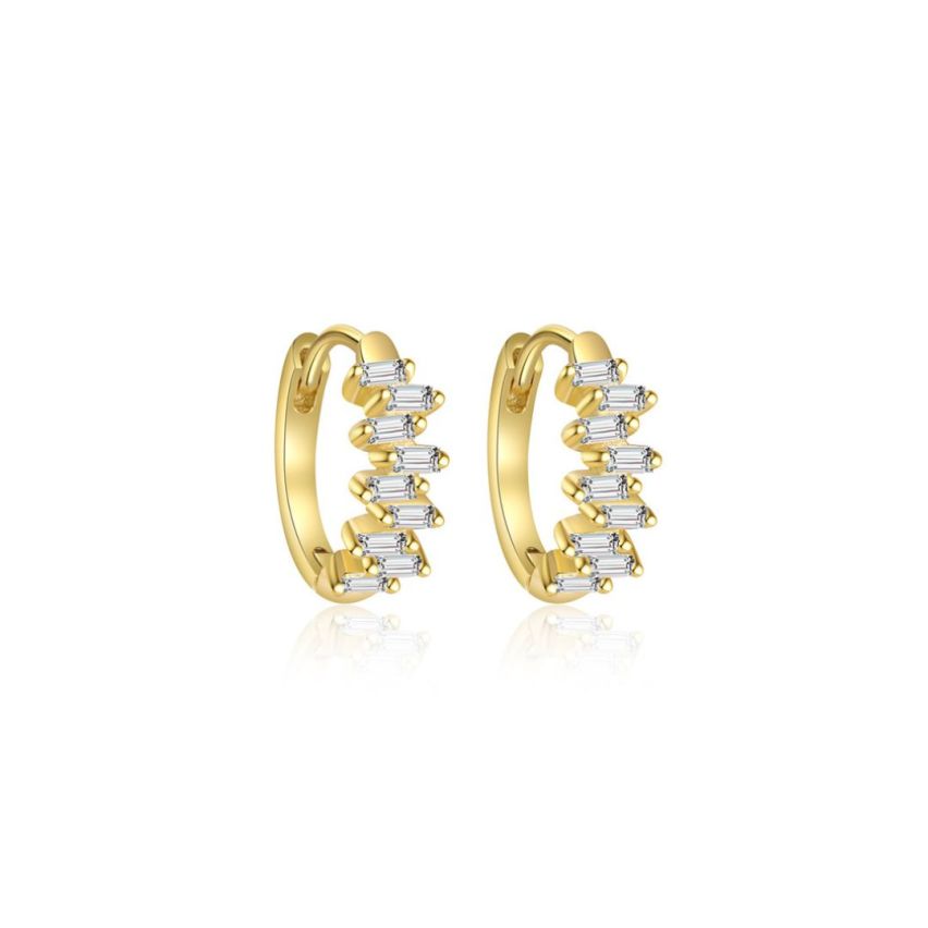 925 Silver Gold Plating Zircon Minimalist Earrings 1.44g