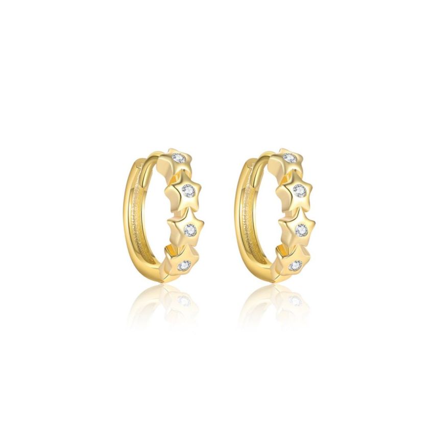 925 Silver Gold Plating Zircon Minimalist Earrings 2.28g