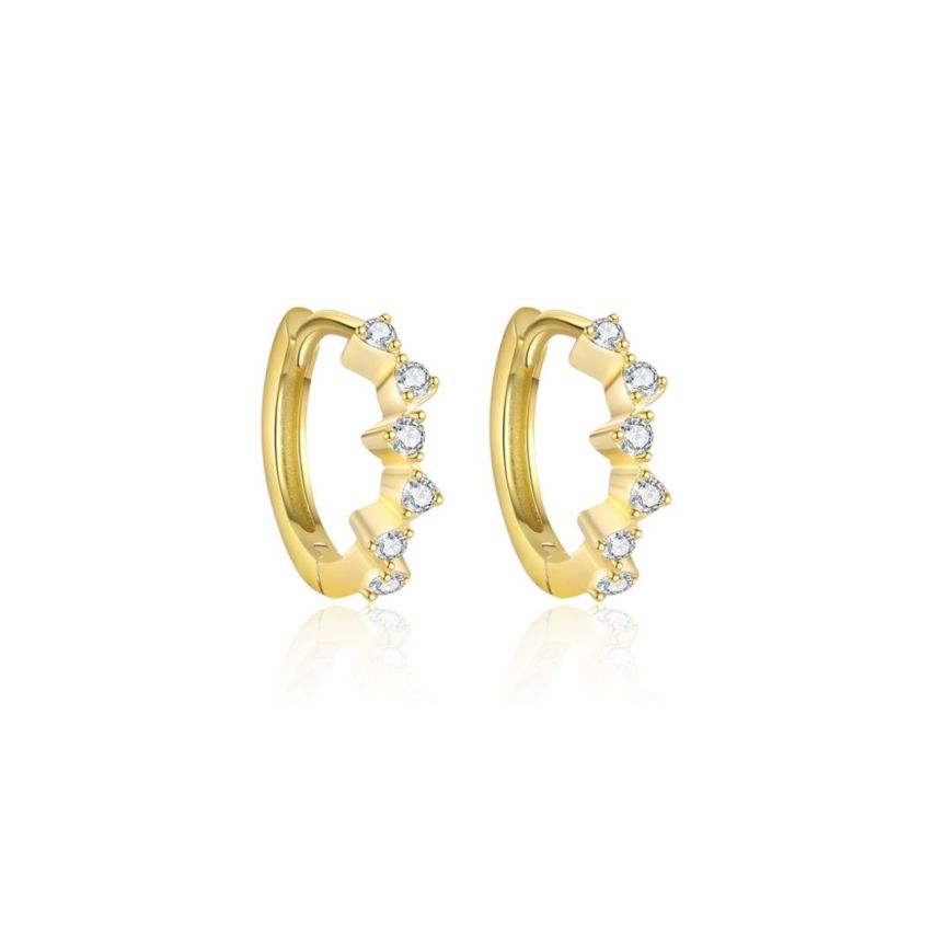 925 Silver Gold Plating Zircon Minimalist Earrings 1.18g