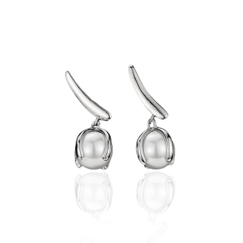 925 Silver Rhodium Plating Pearls Earrings 3.7g